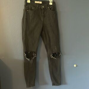 Topshop black distressed skinny jean